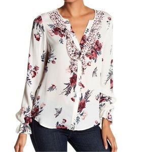Joie 100 Silk Shirt Jayann B Ruffle Floral Blouse Top Womens XS feminine light